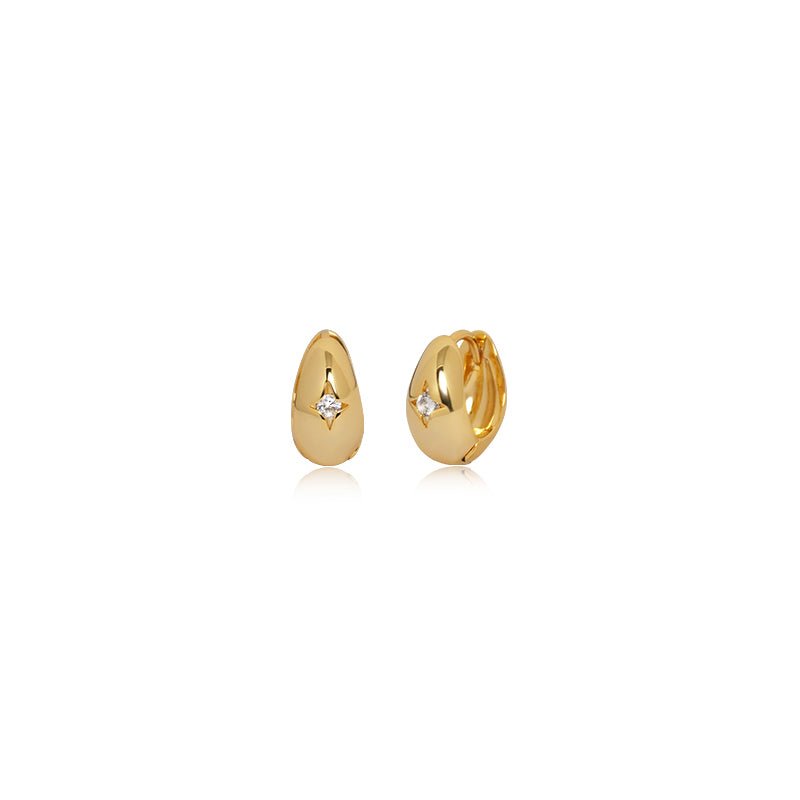 Star-Set Teardrop Huggie Earrings