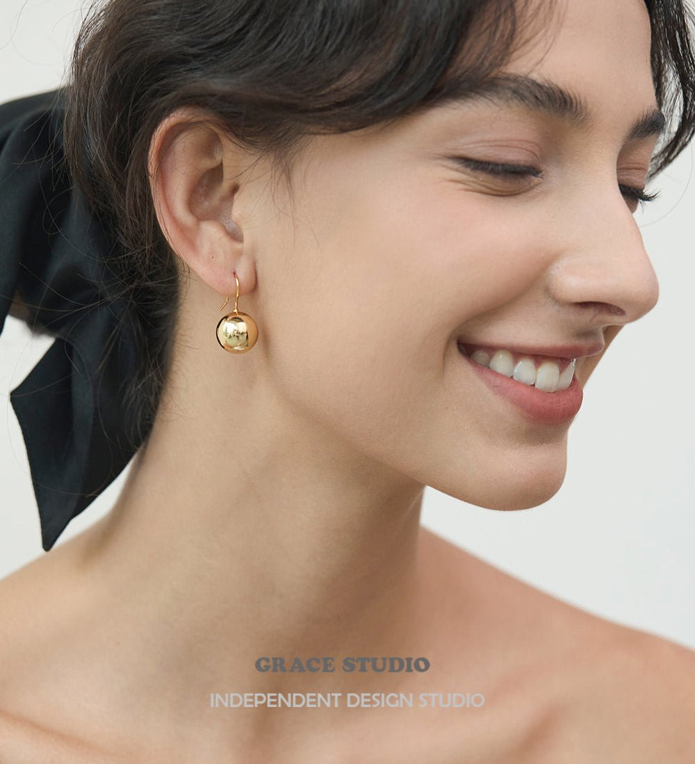 Polished Sphere Hoop Earrings