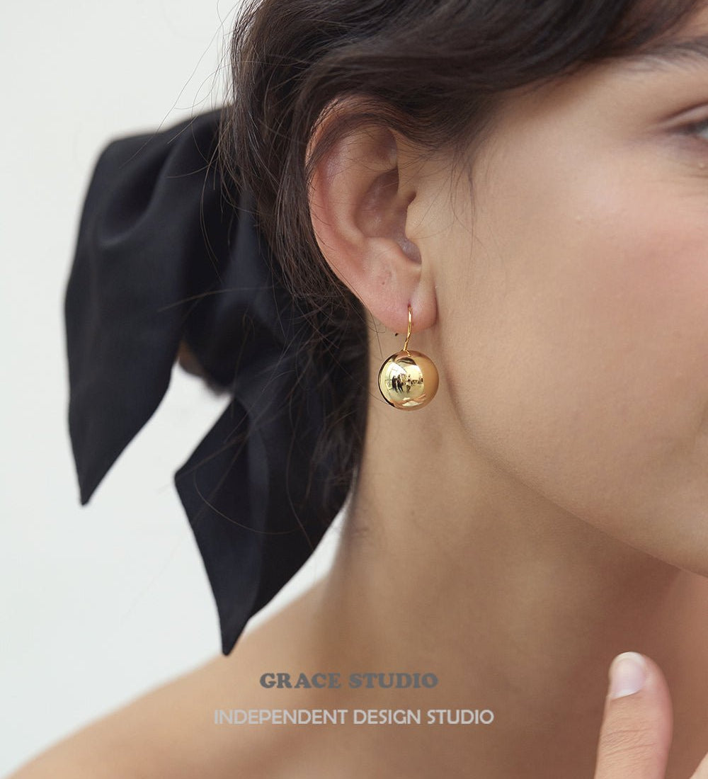 Polished Sphere Hoop Earrings
