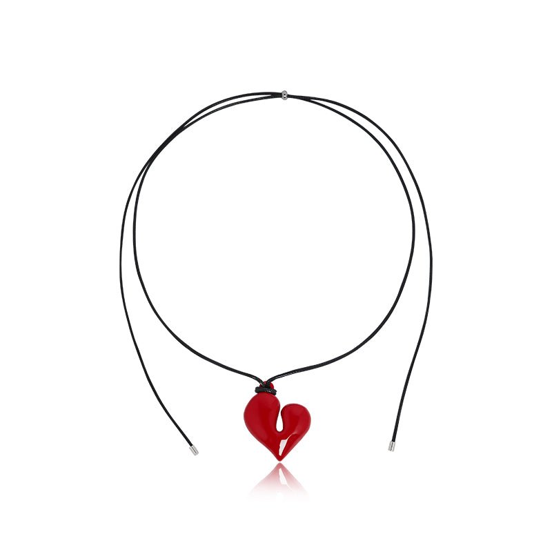 Gloss Heart Ceramic Cord Necklace