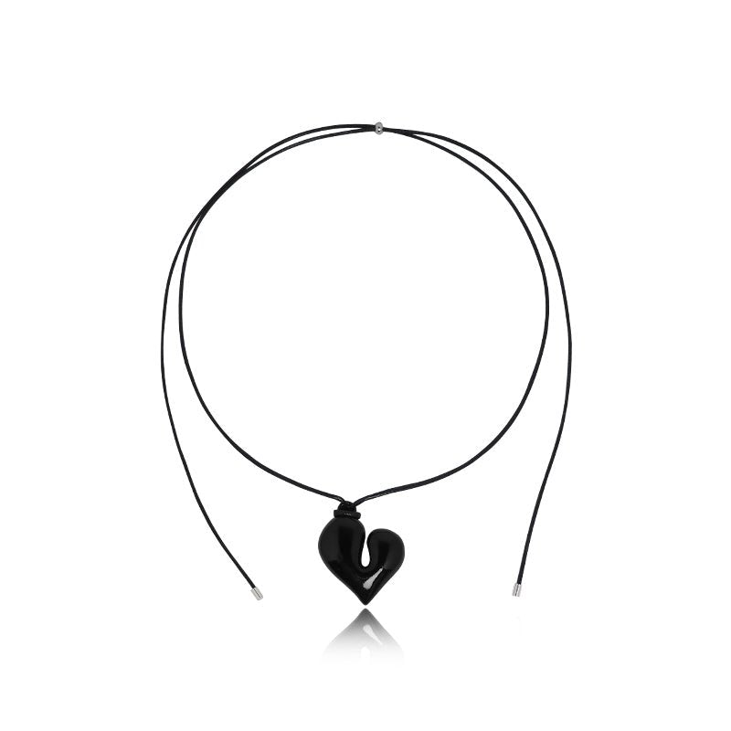 Gloss Heart Ceramic Cord Necklace