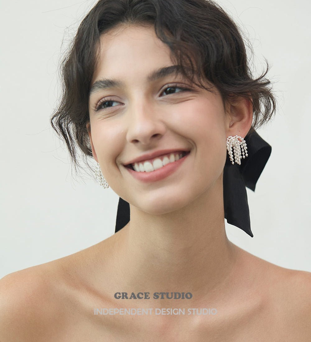 Beaded Cascade Stud Earrings
