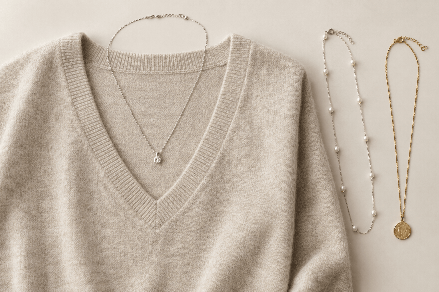 Best Necklaces for a V-Neck Sweater
