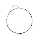 Bohemian Oval Multi-Gemstone Beaded Necklace