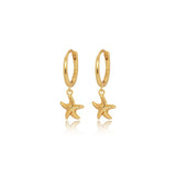 Whimsical Starfish Hoop Drop Earrings