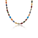 Bohemian Oval Multi-Gemstone Beaded Necklace