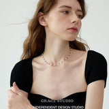 Color Bead Pearl String Necklace