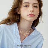 Color Bead Pearl String Necklace