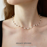Color Bead Pearl String Necklace