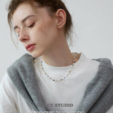 Color Bead Pearl String Necklace