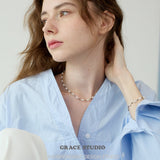 Color Bead Pearl String Necklace