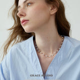 Color Bead Pearl String Necklace