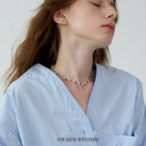 Color Bead Pearl String Necklace