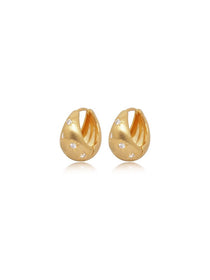 Starry Matte Sculptural Teardrop Zirconia Huggie Earrings - Grace Studio