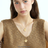 Textured Coin Pendant Necklace