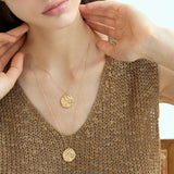 Textured Coin Pendant Necklace