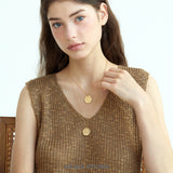 Textured Coin Pendant Necklace