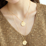 Textured Coin Pendant Necklace
