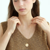 Textured Coin Pendant Necklace