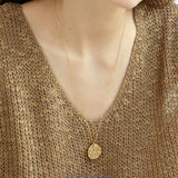 Textured Coin Pendant Necklace