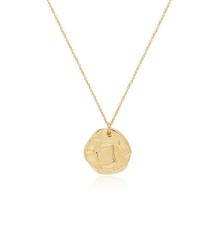 Textured Coin Pendant Necklace