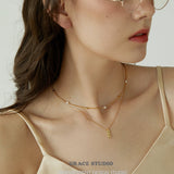 Mini Pearl Gold Bead Chain Necklace