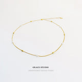 Mini Pearl Gold Bead Chain Necklace