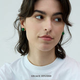 Natural Gemstone Duo Stud Earrings