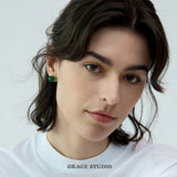 Natural Gemstone Duo Stud Earrings