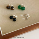 Natural Gemstone Duo Stud Earrings