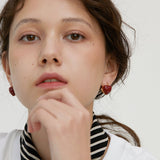 Enamel Heart Clip-On Earrings