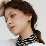 Enamel Heart Clip-On Earrings