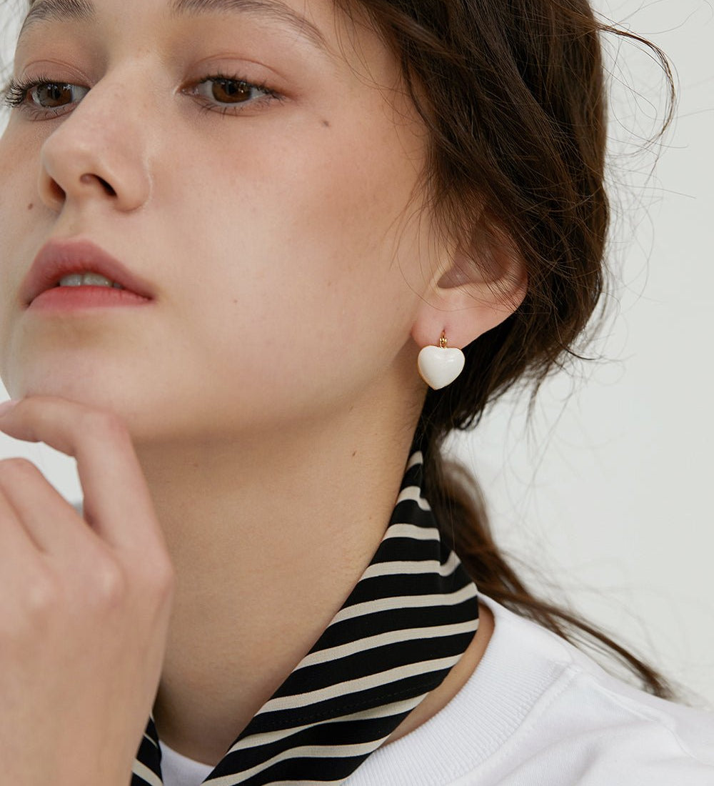 Enamel Heart Clip-On Earrings