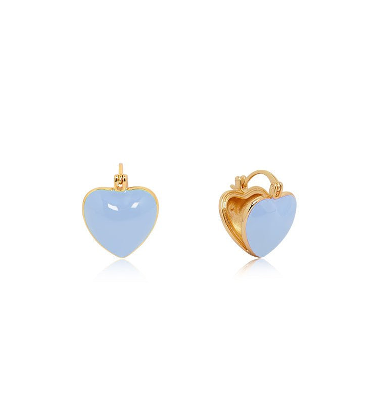 Enamel Heart Clip-On Earrings