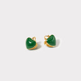 Enamel Heart Clip-On Earrings