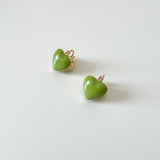 Enamel Heart Clip-On Earrings
