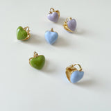 Enamel Heart Clip-On Earrings