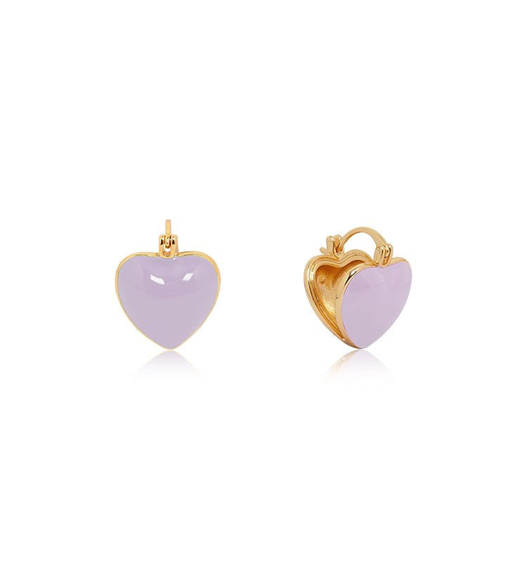 Enamel Heart Clip-On Earrings