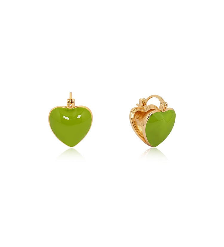 Enamel Heart Clip-On Earrings