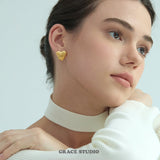 Textured Heart Stud Earrings