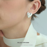 Textured Heart Stud Earrings
