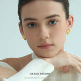 Textured Heart Stud Earrings