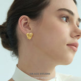 Textured Heart Stud Earrings