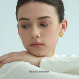 Textured Heart Stud Earrings