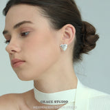 Textured Heart Stud Earrings