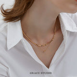 Dual Layer Beaded Chain Necklace