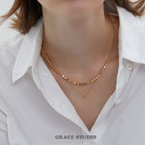 Dual Layer Beaded Chain Necklace