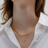 Dual Layer Beaded Chain Necklace