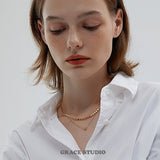 Dual Layer Beaded Chain Necklace