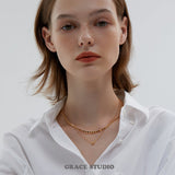 Dual Layer Beaded Chain Necklace